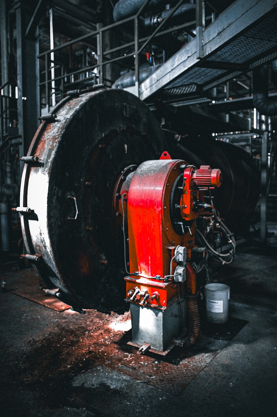 Industrial machine component inside factory